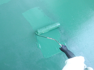千葉県　富津市　階段室防水工事　トップコート塗布