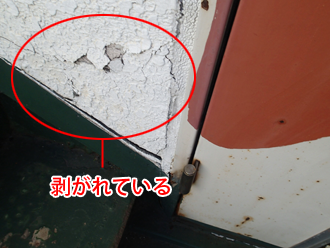 千葉県富津市　外壁塗装　屋根カバー工法　外階段の点検　化粧面が剥がれている
