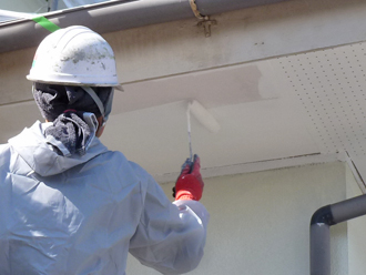 千葉県木更津市　外壁塗装　屋根カバー工法　軒天の塗装