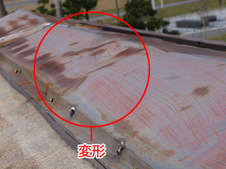 千葉県木更津市　外壁塗装　屋根カバー工法　点検　棟板金の変形