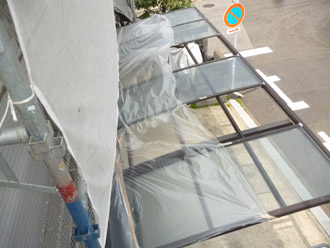 千葉県松戸市　屋根塗装　外壁塗装　養生
