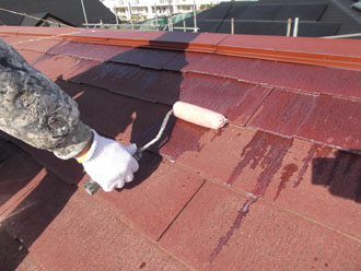 千葉県浦安市　外壁塗装　屋根塗装　屋根塗装　下塗り