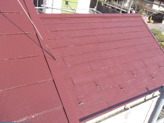 千葉県浦安市　外壁塗装　屋根塗装　ベランダ防水工事　屋根の塗装　サーモアイ中塗り　塗装完了