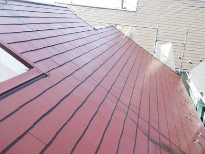 千葉県浦安市　外壁塗装　屋根塗装　ベランダ防水工事　完工後の屋根