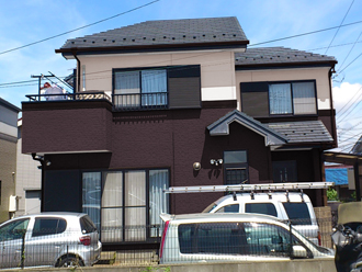 千葉県習志野市　外壁塗装　屋根塗装　カラーシミュレーション　茶色と白のツートン