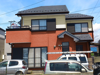 千葉県習志野市　外壁塗装　屋根塗装　カラーシミュレーション　オレンジと白のツートン