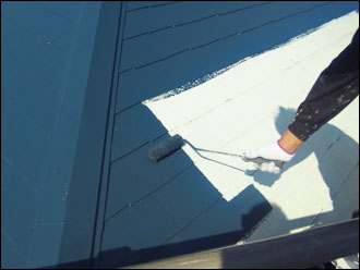 船橋市　屋根塗装　中塗り　サーモアイ　遮熱