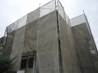 千葉県船橋市　屋根塗装　棟板金交換　部分塗装　足場架設