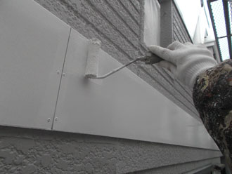 千葉県香取市　外壁塗装　陸屋根　防水工事　幕板の塗装
