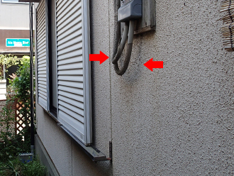 神奈川県座間市　　外壁塗装　バルコニー防水　屋根点検　電気メーターの配線部変質
